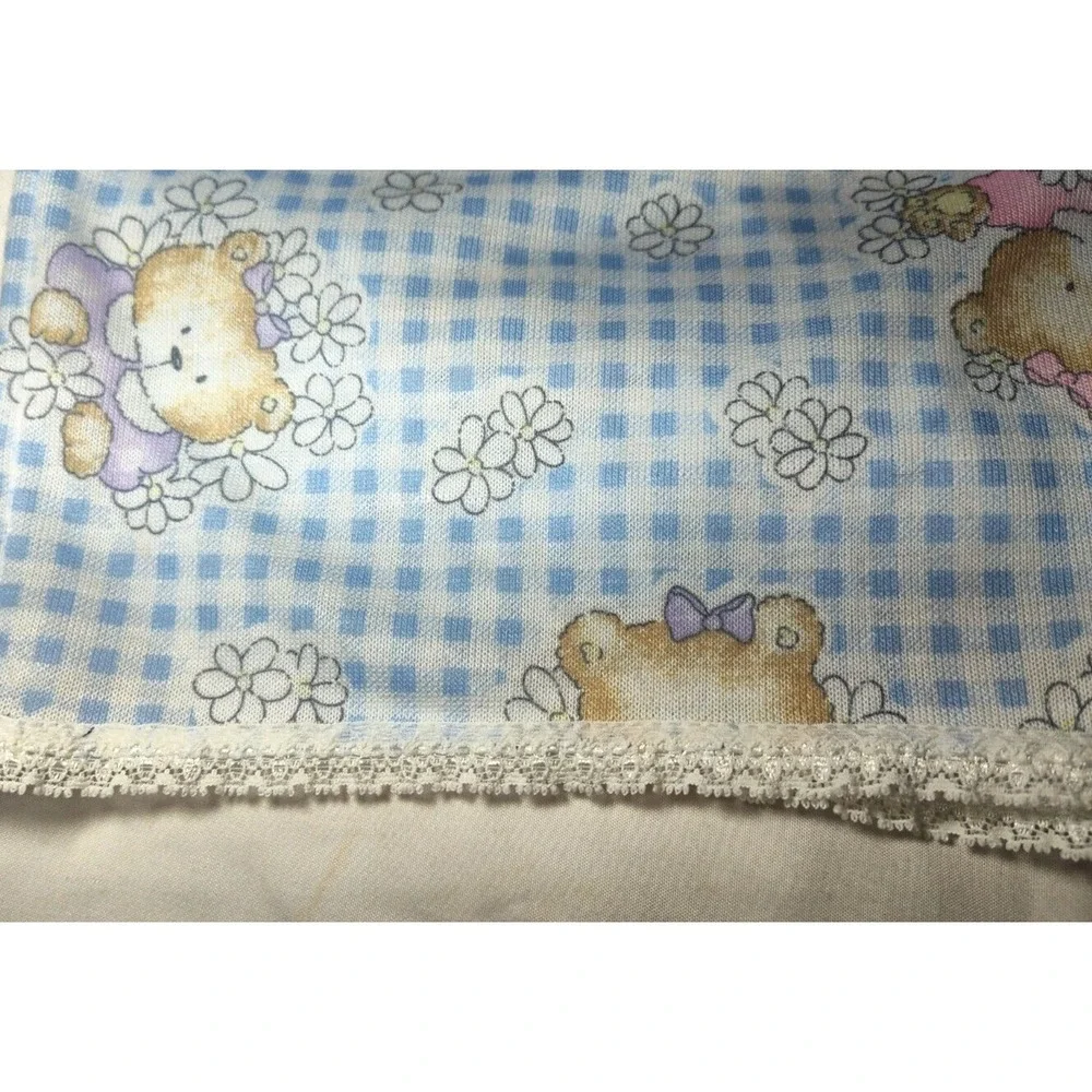 VTG Carter's Girl Sz 14 Bear 1pc Sleep Romper Pajama Blue White Flower Polyester